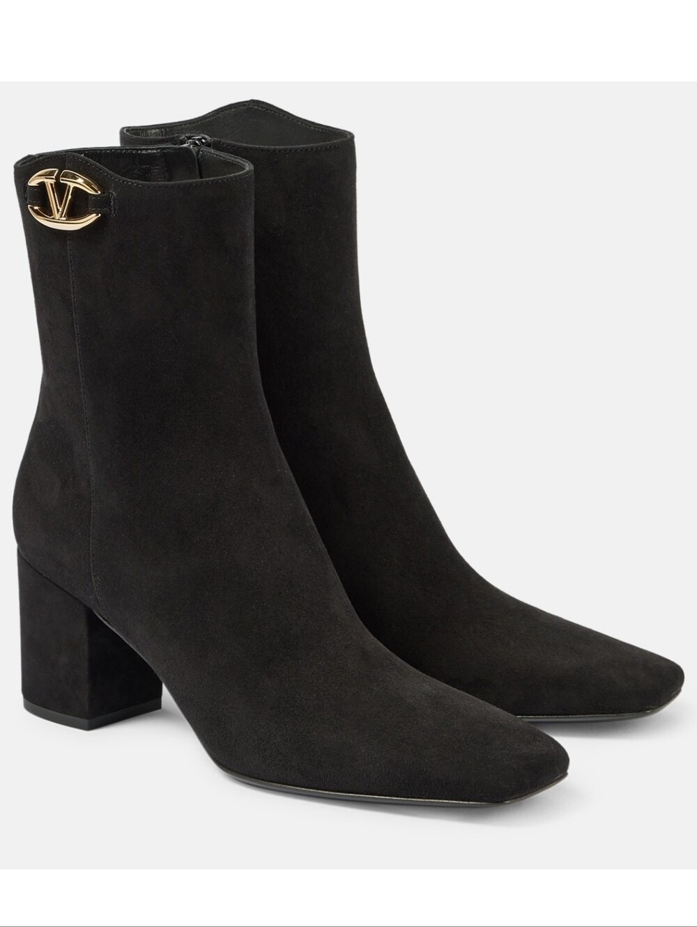 $1,490 Valentino Garavani Black V-Logo Suede Ankle Booties EU:38 US 8 BNIB
